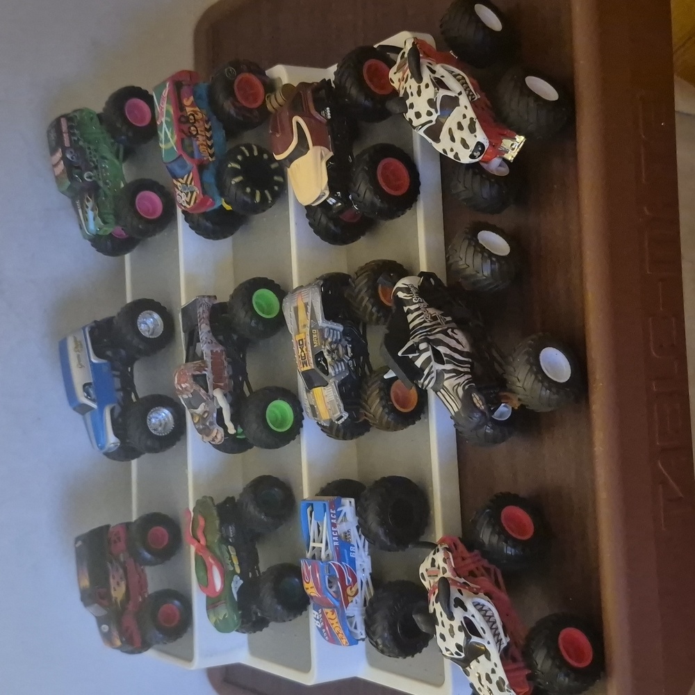 Mattel Monster Truck Collection - Red, Green, Orange Gently Used 1/64 Scale.